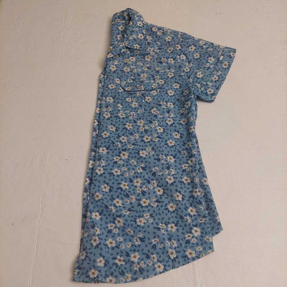 Vintage Blue White Ditsy Floral Daisy Print Short… - image 10