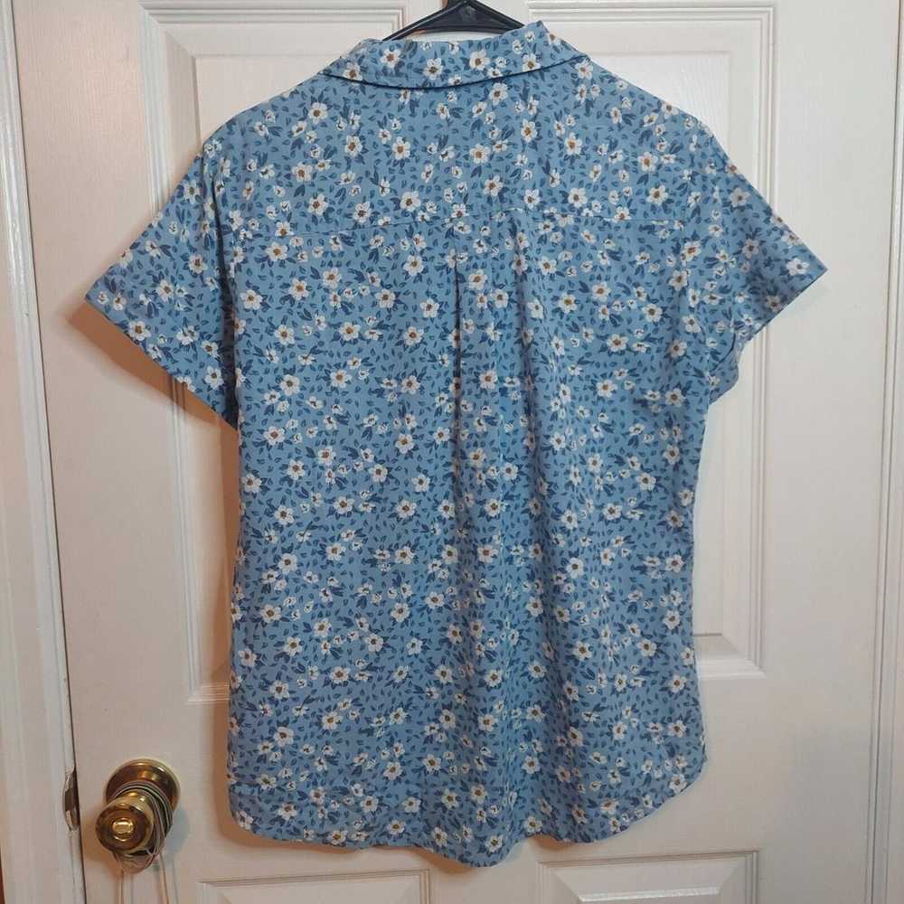 Vintage Blue White Ditsy Floral Daisy Print Short… - image 2