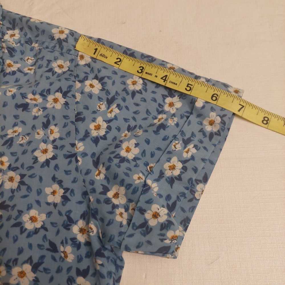 Vintage Blue White Ditsy Floral Daisy Print Short… - image 4