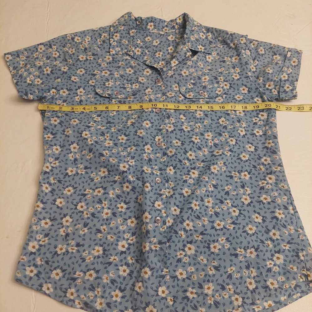 Vintage Blue White Ditsy Floral Daisy Print Short… - image 5