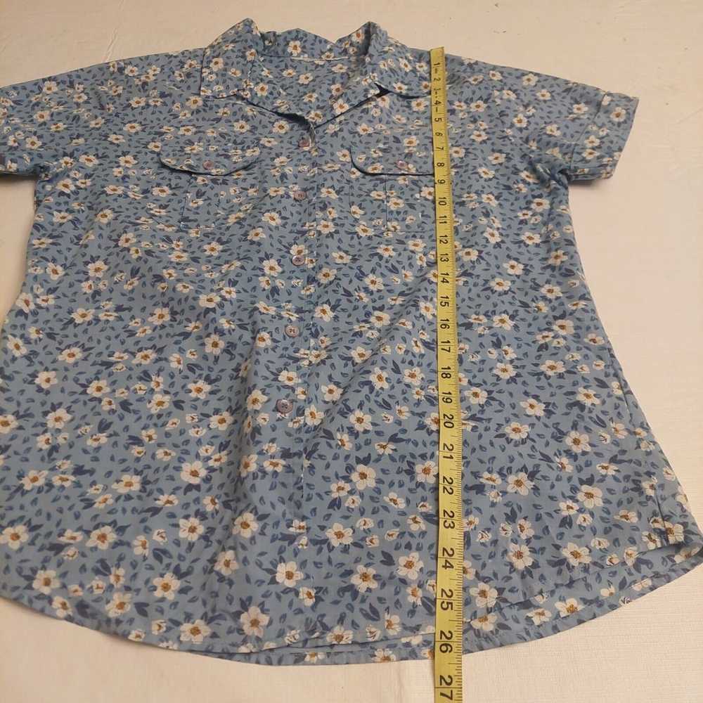 Vintage Blue White Ditsy Floral Daisy Print Short… - image 6