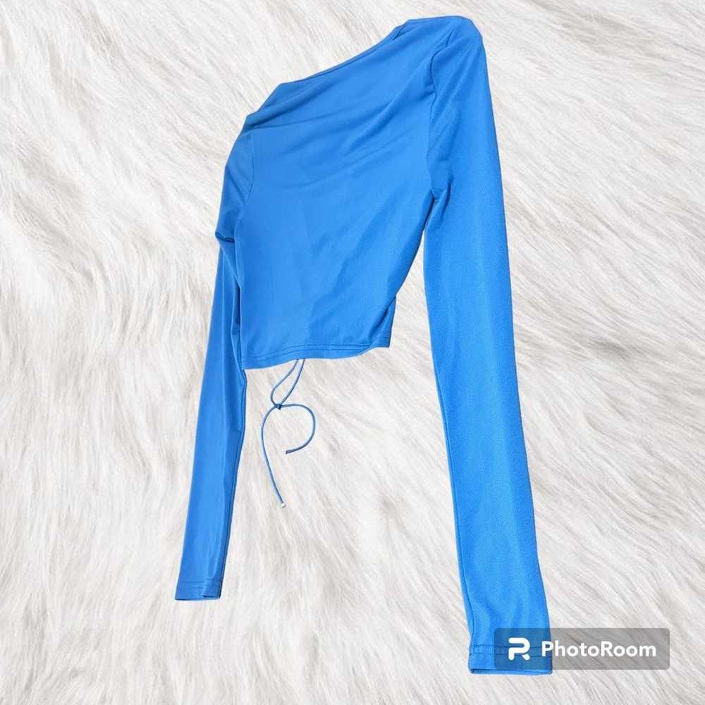 Longsleeve bright blue cutout longsleeve croptop … - image 2