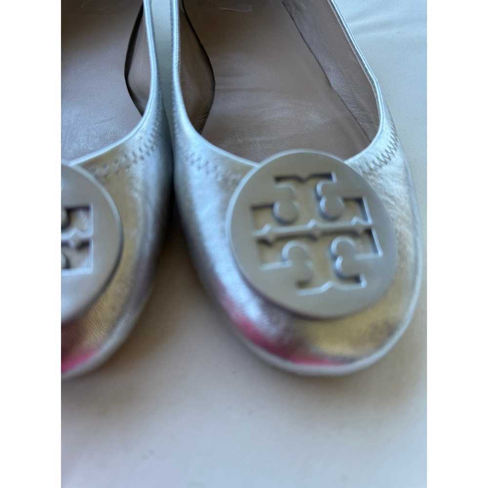 Tory Burch Silver flats size 8 EUC - image 3