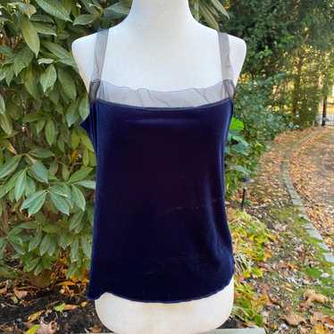 Vintage express navy blue velvet tank top!