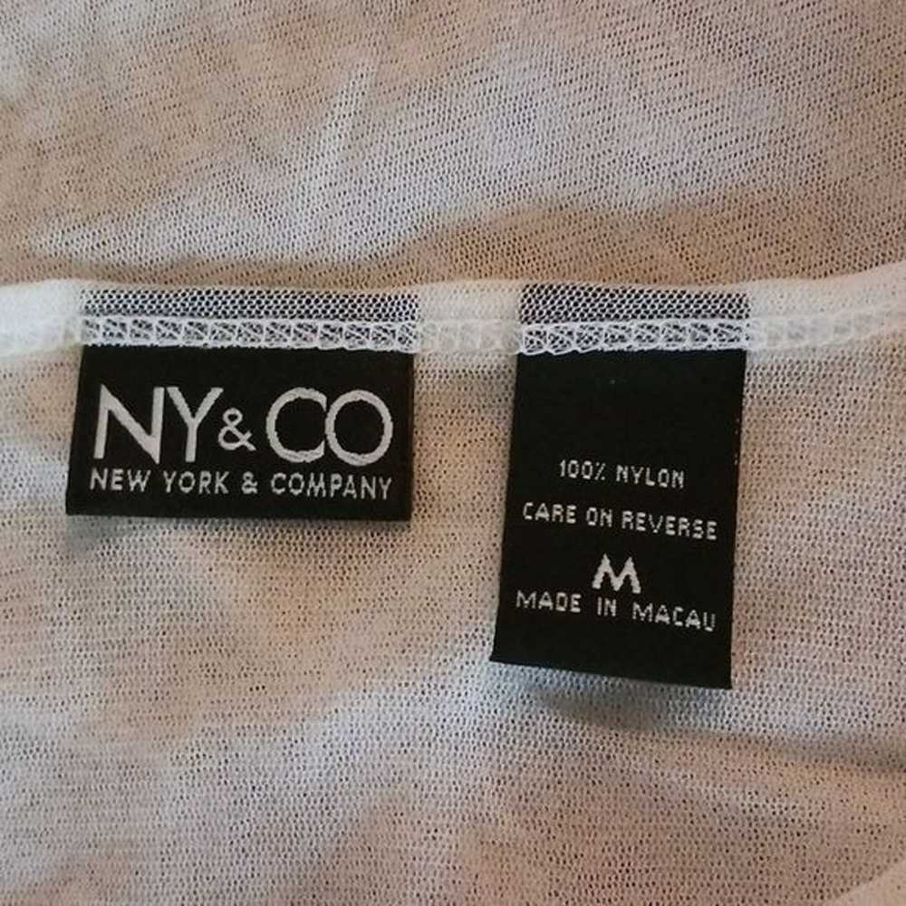 New York & Company T Shirt Y2K Sheer Mesh Floral … - image 6