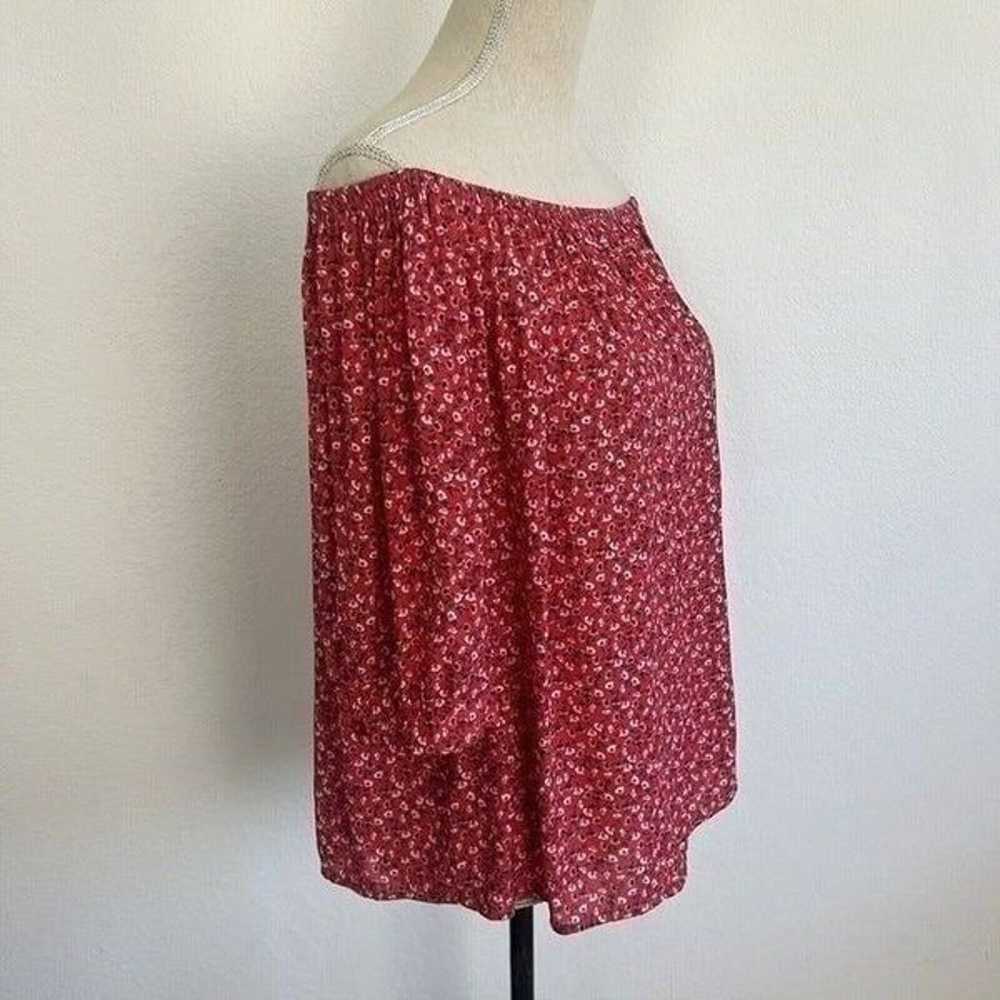 GAP Women's Red Floral Print 3/4 Sleeve Boho Off … - image 2