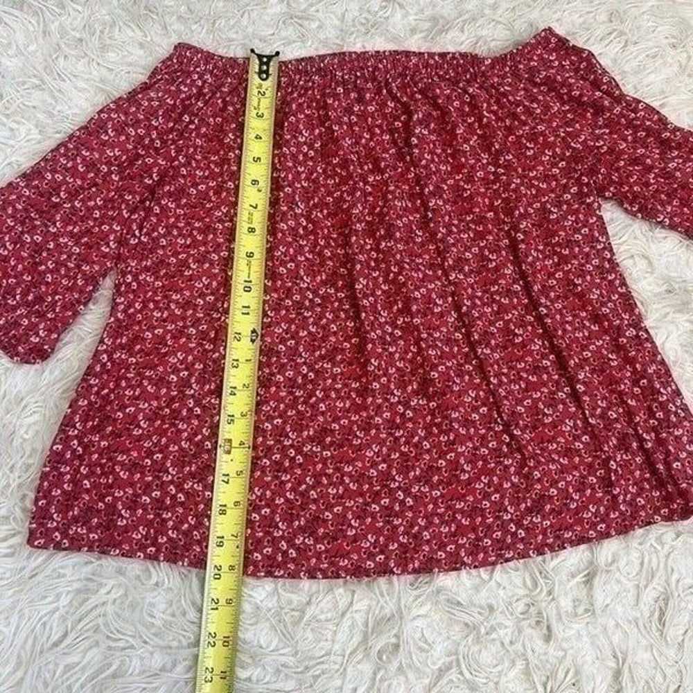 GAP Women's Red Floral Print 3/4 Sleeve Boho Off … - image 7