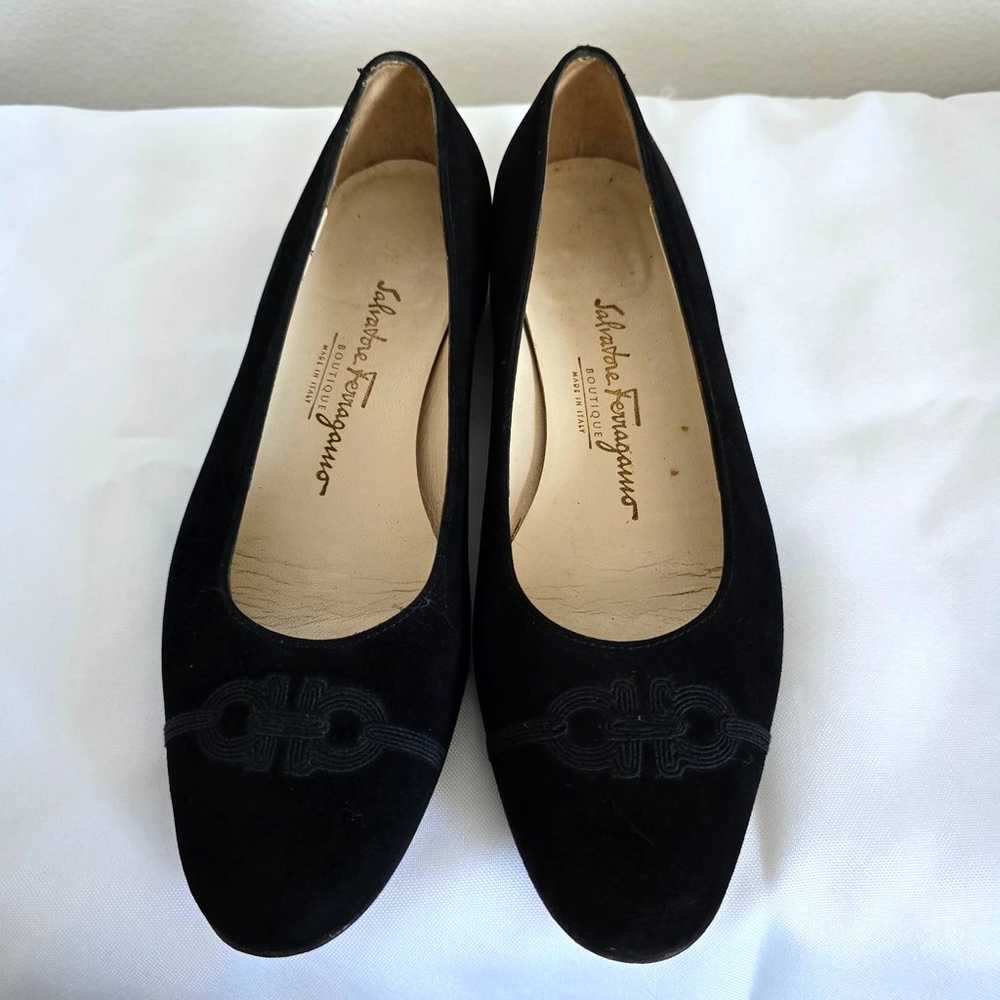 Salvatore Ferragamo Black Velvet Gancini Logo Bal… - image 2