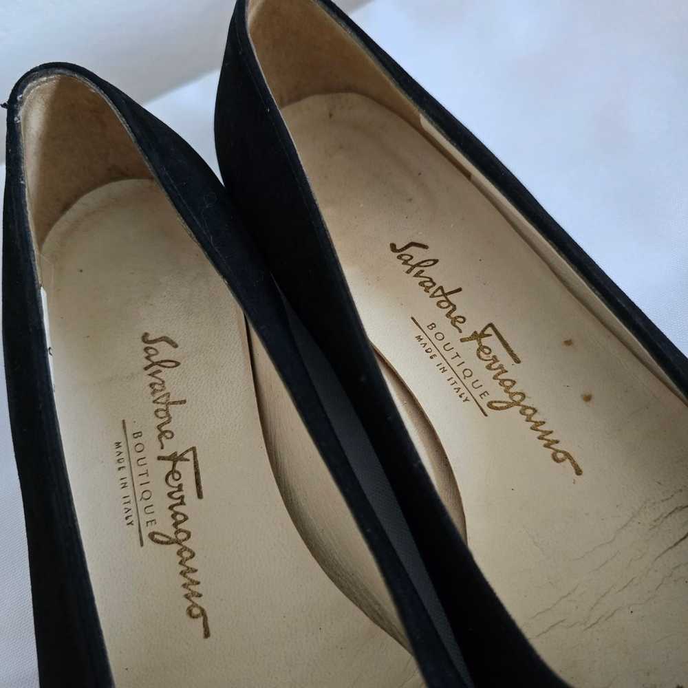 Salvatore Ferragamo Black Velvet Gancini Logo Bal… - image 7