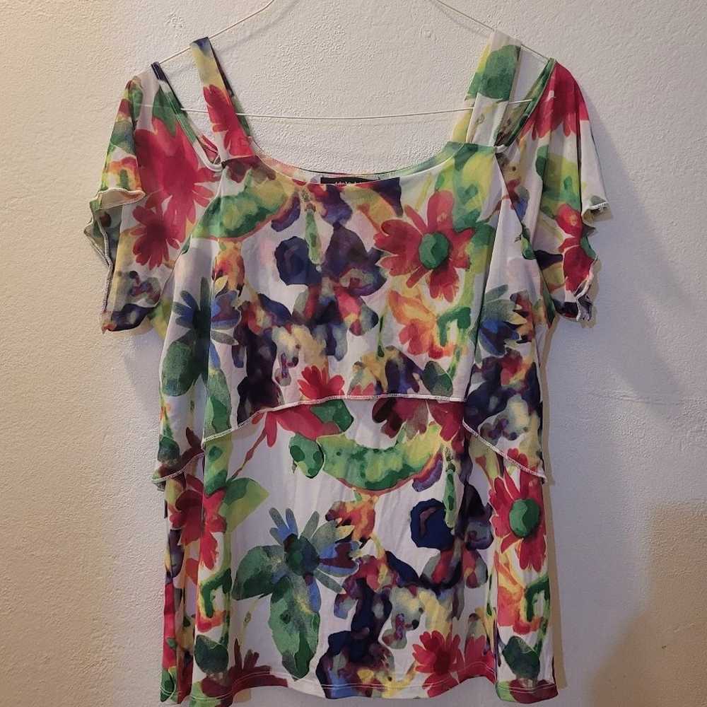 Adele & May y2k Cold Sholder Floral Top - image 2