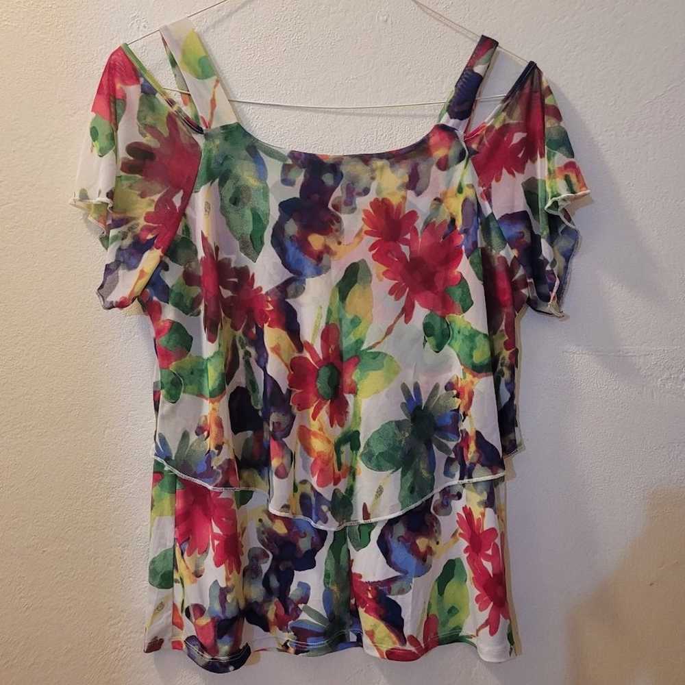 Adele & May y2k Cold Sholder Floral Top - image 5