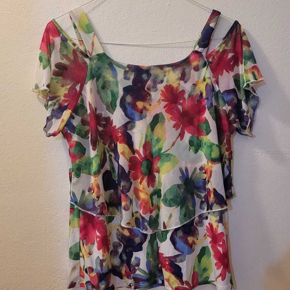 Adele & May y2k Cold Sholder Floral Top - image 6