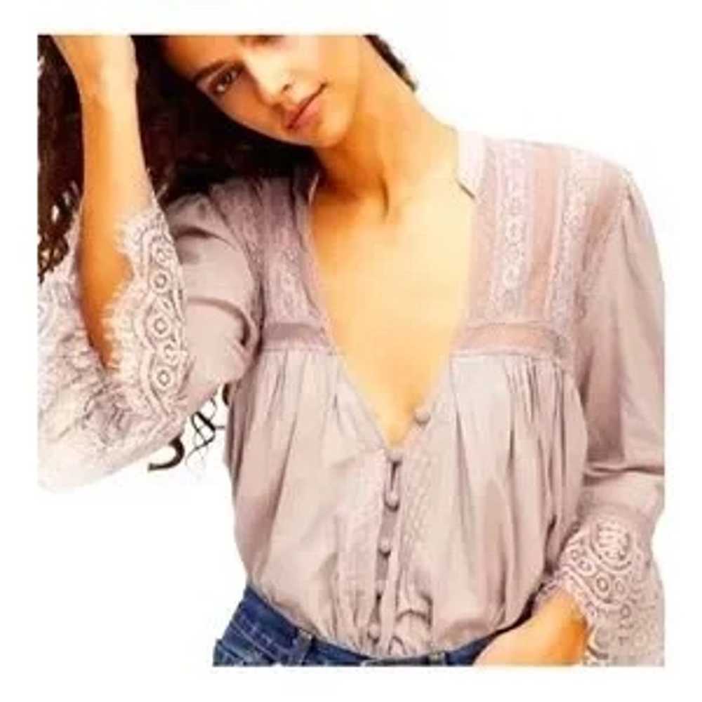 Free People Esme Button Up Blouse Lavender Mauve … - image 1