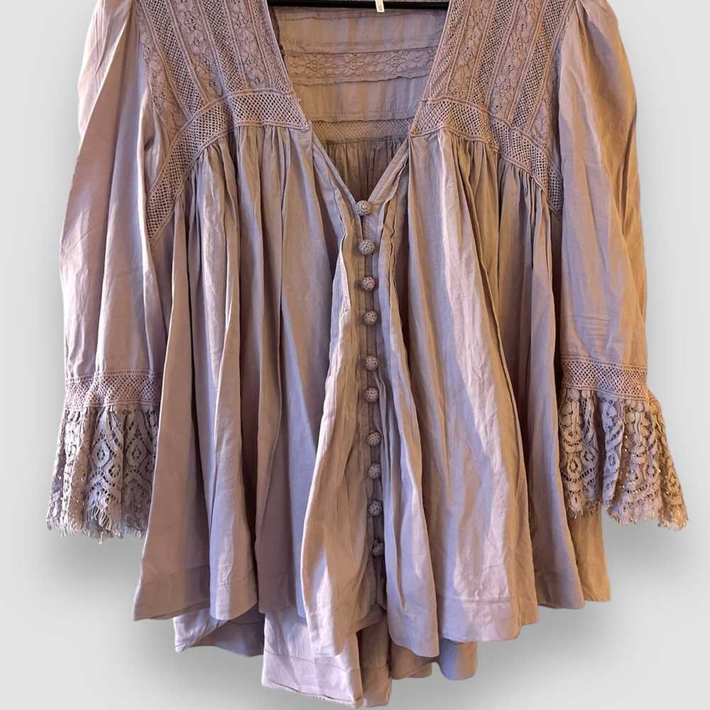 Free People Esme Button Up Blouse Lavender Mauve … - image 3