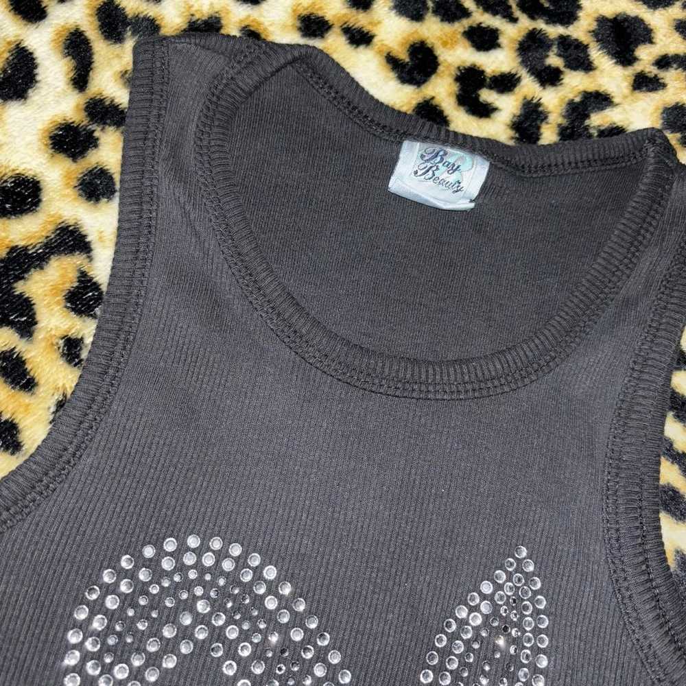 playboy bunny black rhinestone vintage tank top ! - image 3