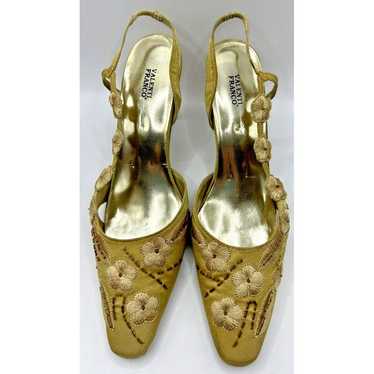 VALENTI FRANCO Carmen 10 Slingback Gold Silk Heel… - image 1