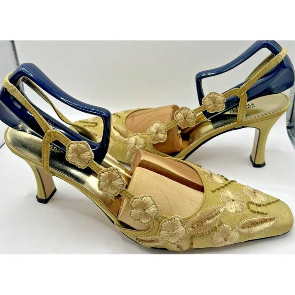 VALENTI FRANCO Carmen 10 Slingback Gold Silk Heel… - image 6