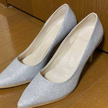 Silver glitter high heels 25.0 cm