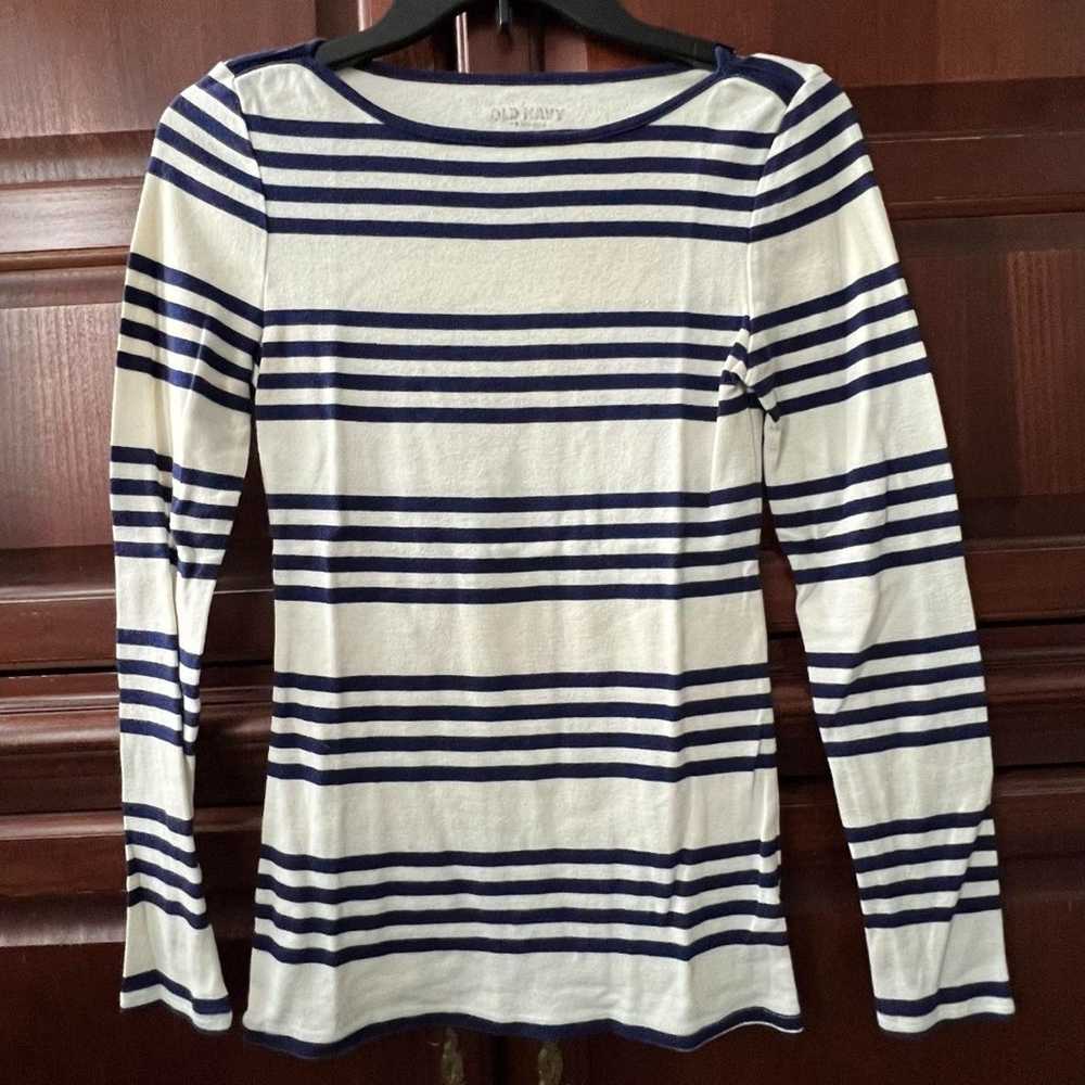 Old Navy Boatneck Nautical Striped Long Sleeve T-… - image 1