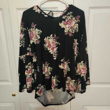 Floral women's 1x blouse top como vintage plus fl… - image 1