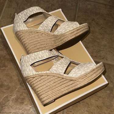 Michael Kors Damita Logo Vanilla Wedge Heel