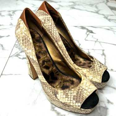 SAM EDELMAN "TACOMA" LEATHER SNAKESKIN PRINT PEEP… - image 1