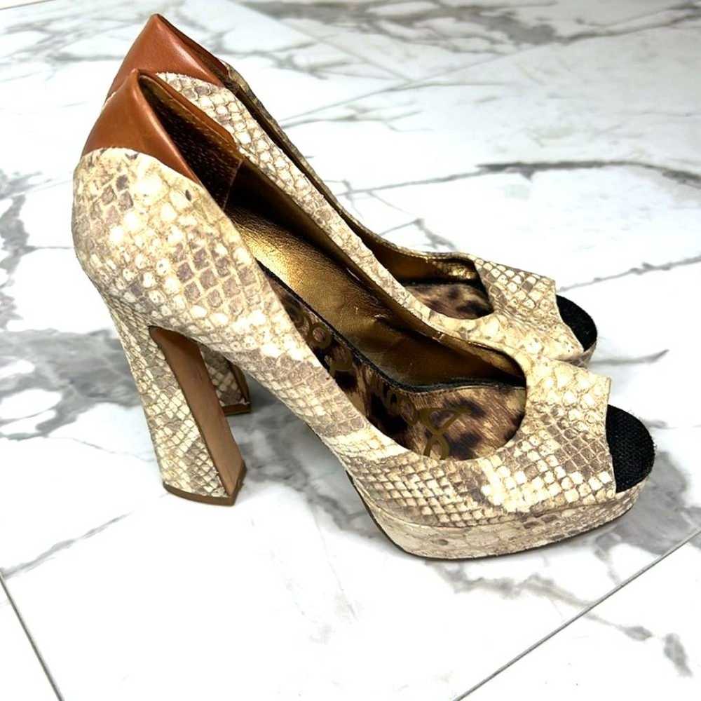 SAM EDELMAN "TACOMA" LEATHER SNAKESKIN PRINT PEEP… - image 2