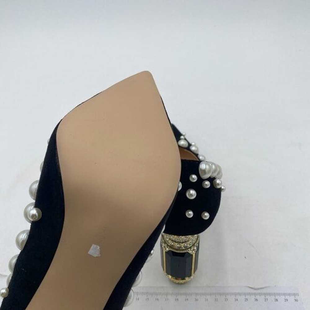 FSJ Black Pearls Bridal Pointed Toe High Heel Cry… - image 6