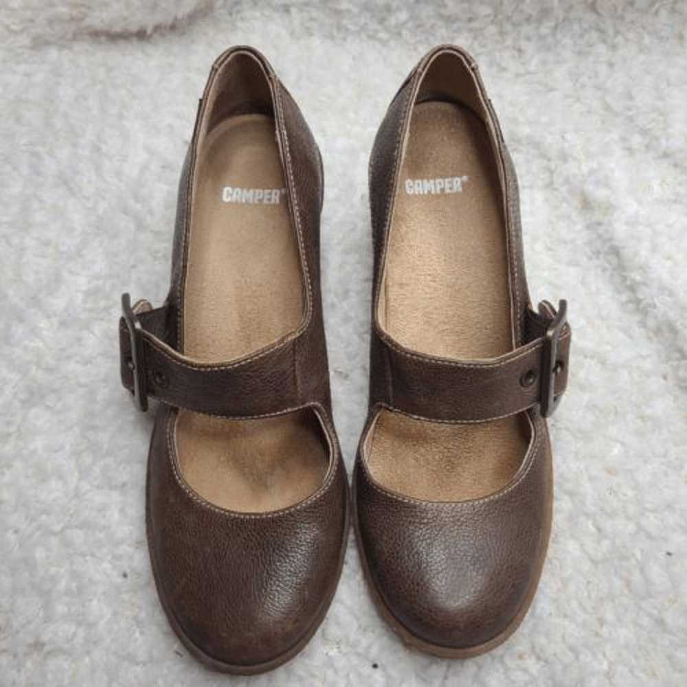 Camper Mary Jane Chunky Leather Pumps sz 38 - image 2