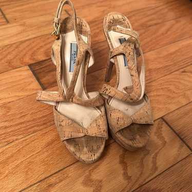 Prada cork wedge shoes