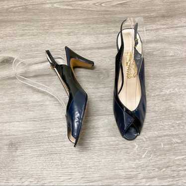 Salvatore Ferragamo Slingback Heels Navy and Black