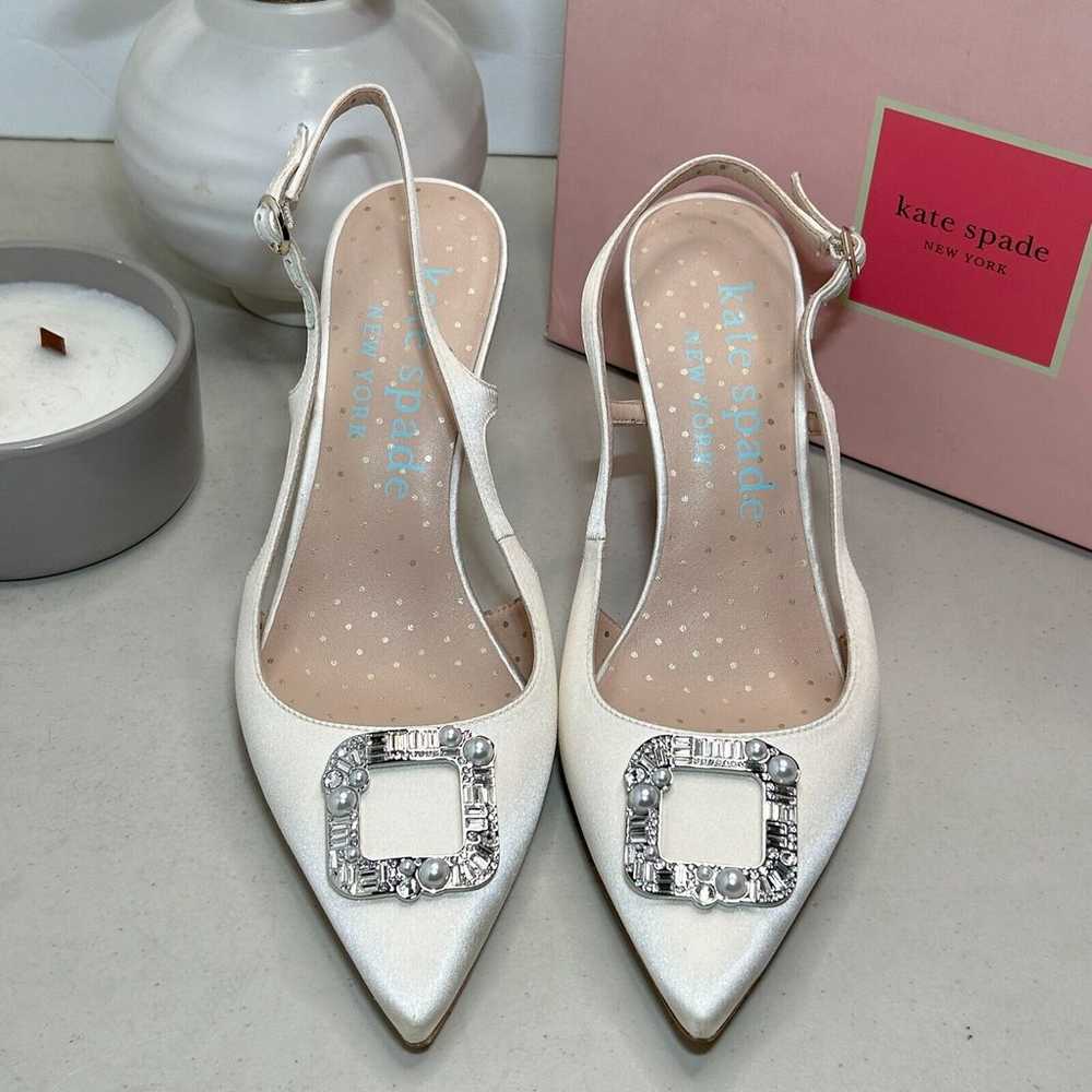 Kate Spade Buckle Up Sling Heels Slingback Ivory … - image 3