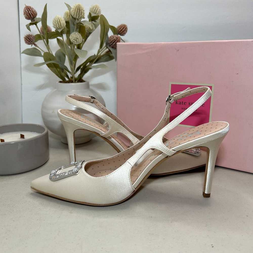 Kate Spade Buckle Up Sling Heels Slingback Ivory … - image 8