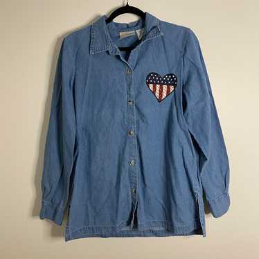 Vintage Blair Women's Size Med Denim Button Up Am… - image 1