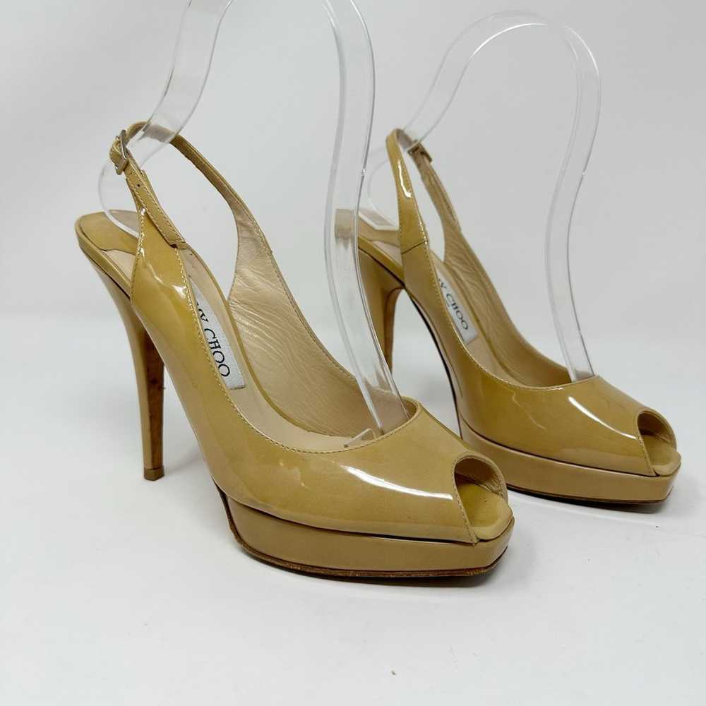 Jimmy Choo Nova Patent Leather Slingback Peep Toe… - image 2