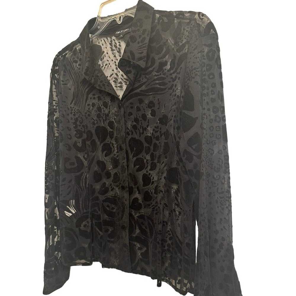 Vintage Sharon Endick Animal Print Sheer Blouse B… - image 3