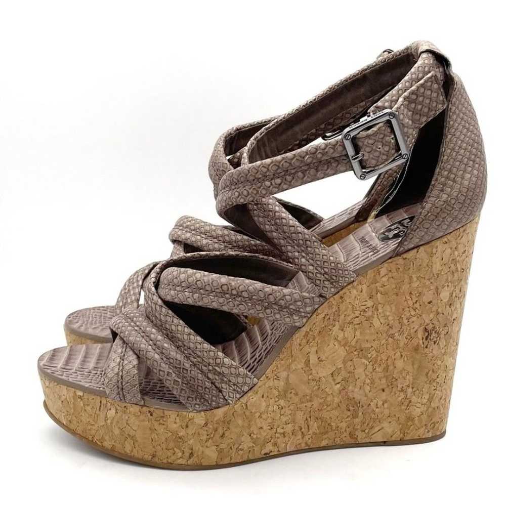 Tory Burch Taupe Python Embossed Leather Strappy … - image 5