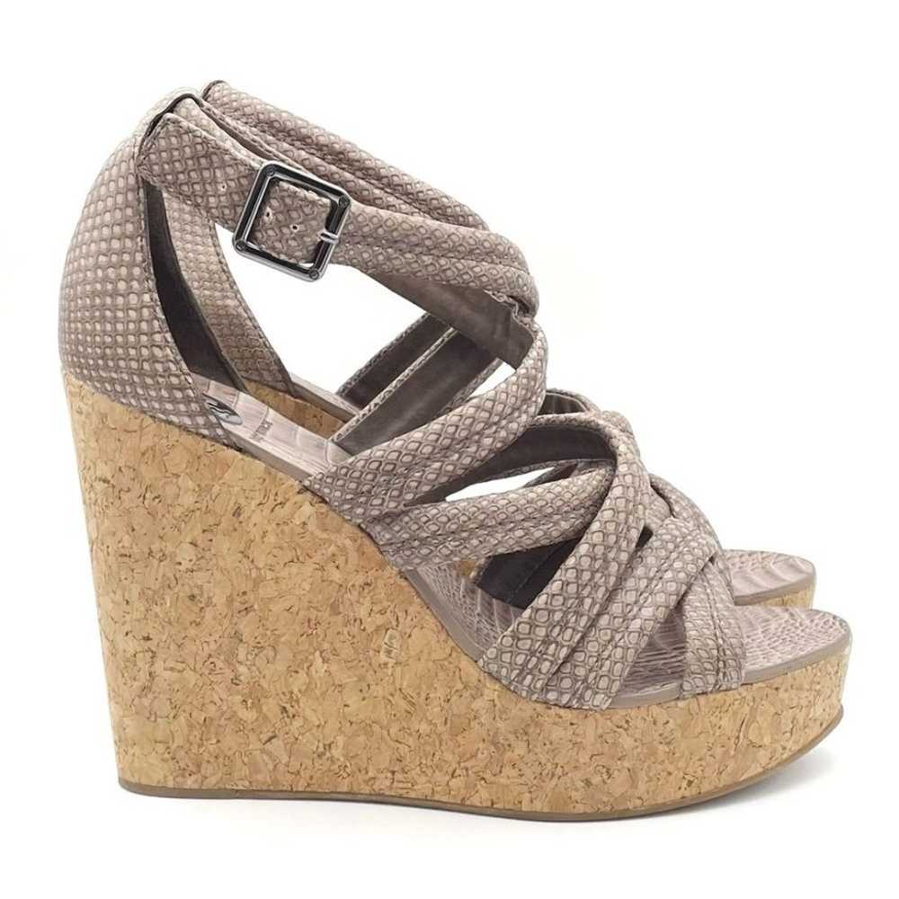 Tory Burch Taupe Python Embossed Leather Strappy … - image 8