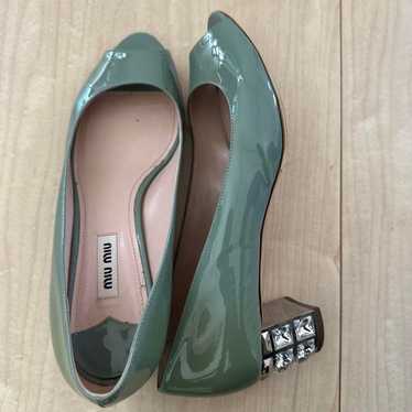 Miu Miu Green Enamel Pumps - image 1