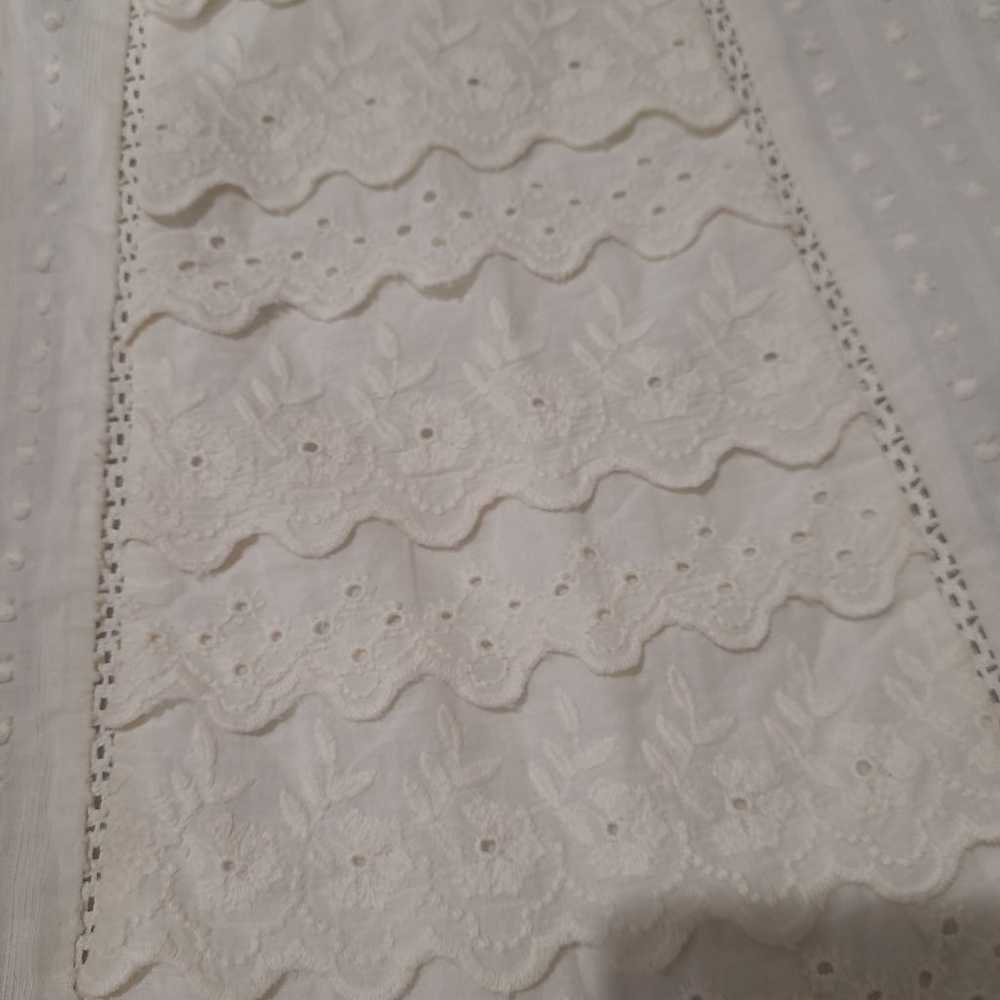 Zara Women SZ M Creamy Boho eyelet top fairy ball… - image 11