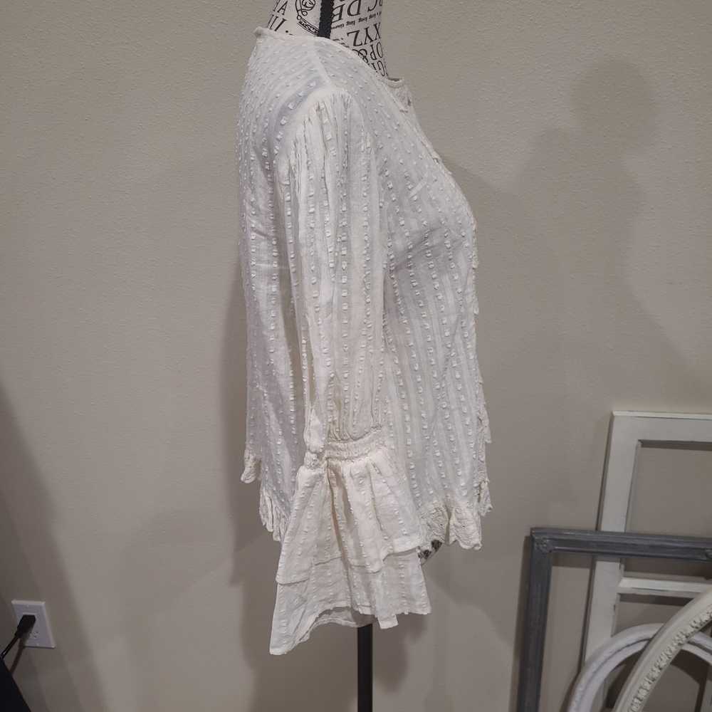 Zara Women SZ M Creamy Boho eyelet top fairy ball… - image 3