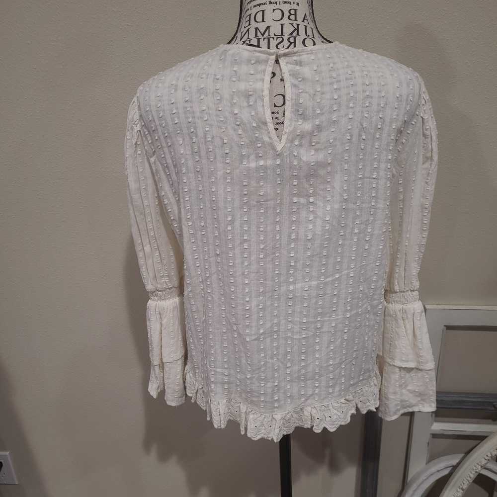 Zara Women SZ M Creamy Boho eyelet top fairy ball… - image 4