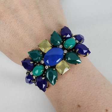 Stella And Dot Blue & Green Rhinestone Hematite B… - image 1