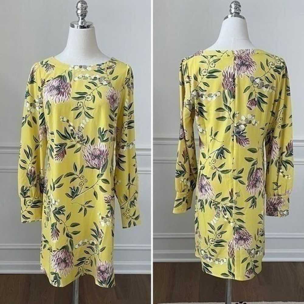 LOFT Yellow Floral Long Sleeve Shift Dress 4 - image 1