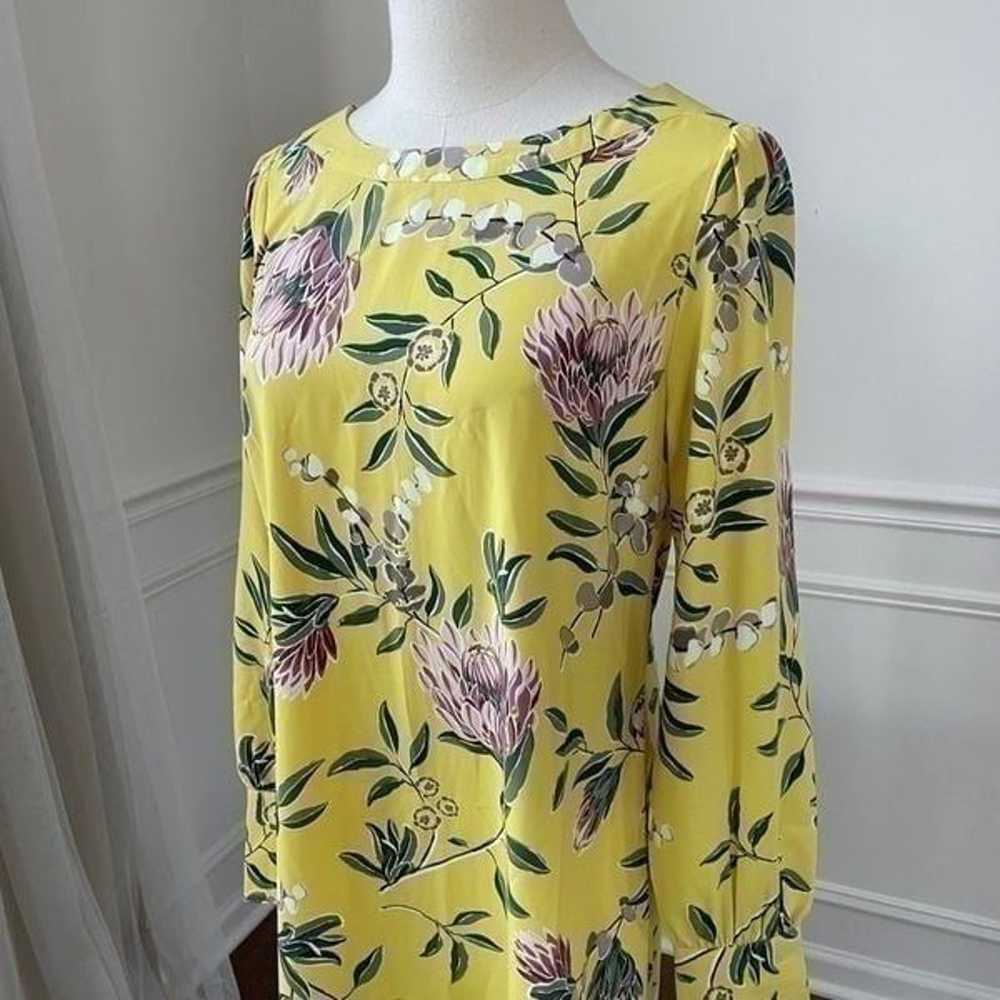 LOFT Yellow Floral Long Sleeve Shift Dress 4 - image 3