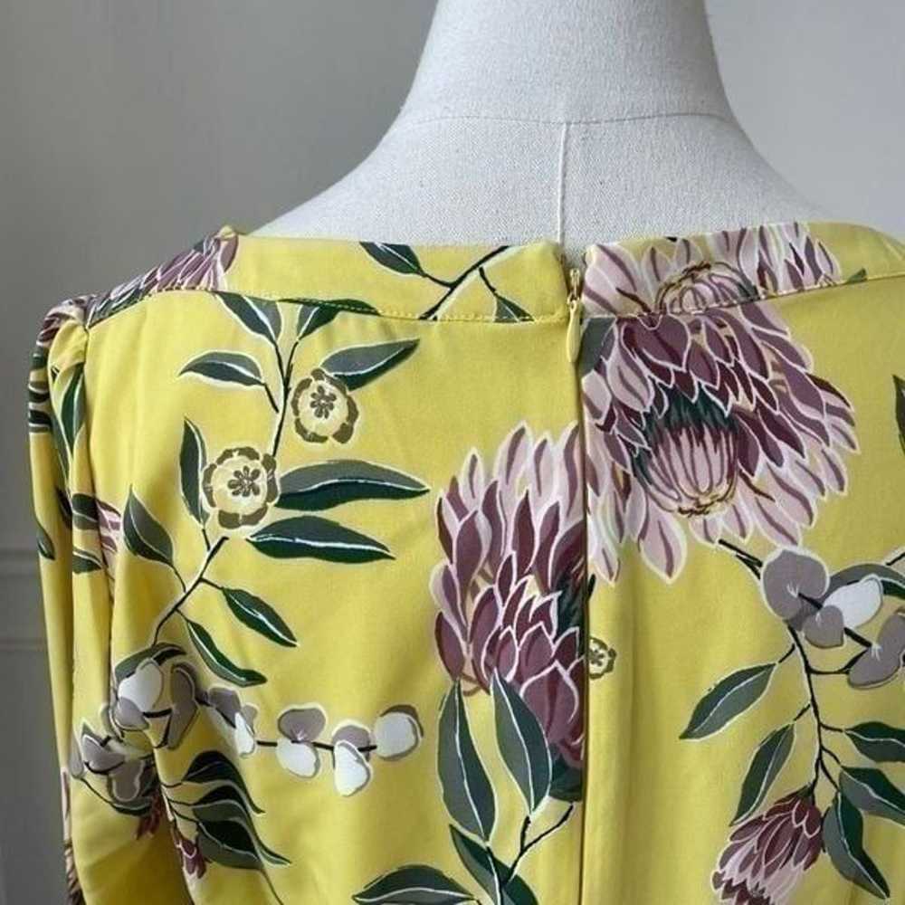 LOFT Yellow Floral Long Sleeve Shift Dress 4 - image 4