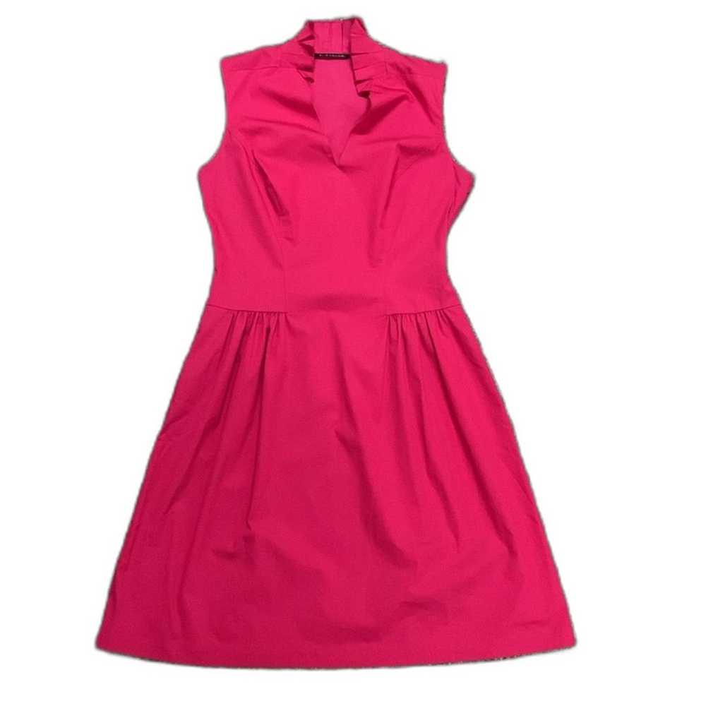 Elie Tahari Pink Ruffled V-Neck Sleeveless Knee L… - image 1