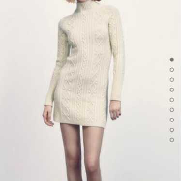 ZARA Cable Knit Dress White High Neck Size S - image 1