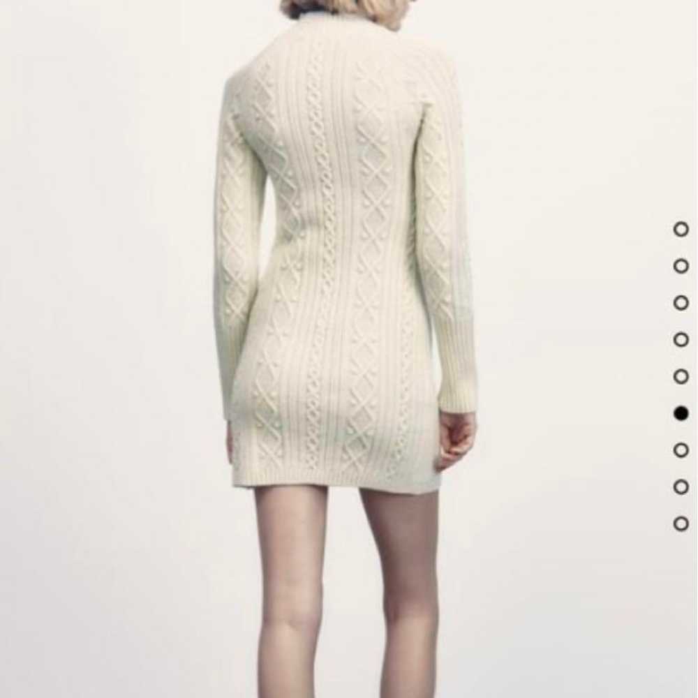 ZARA Cable Knit Dress White High Neck Size S - image 2