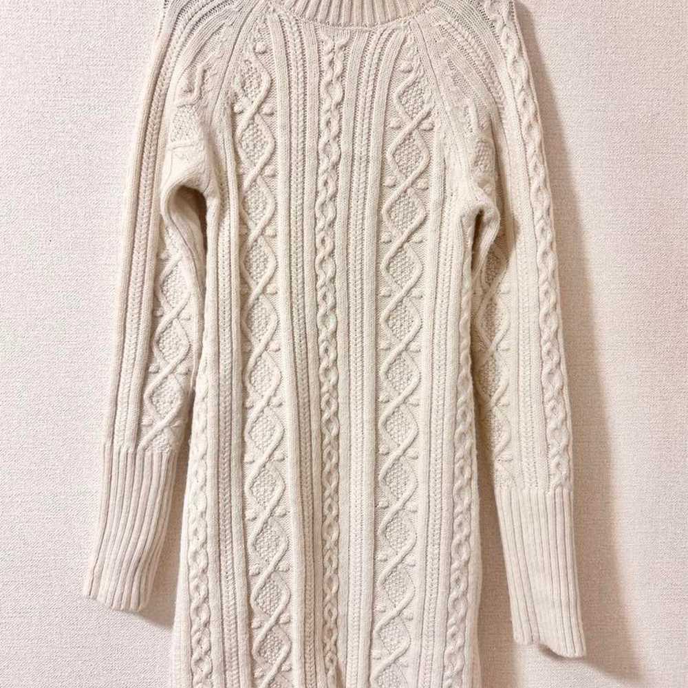 ZARA Cable Knit Dress White High Neck Size S - image 4